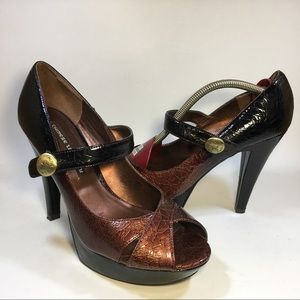 Women's platform peep toe Mary Jane heels sz 9